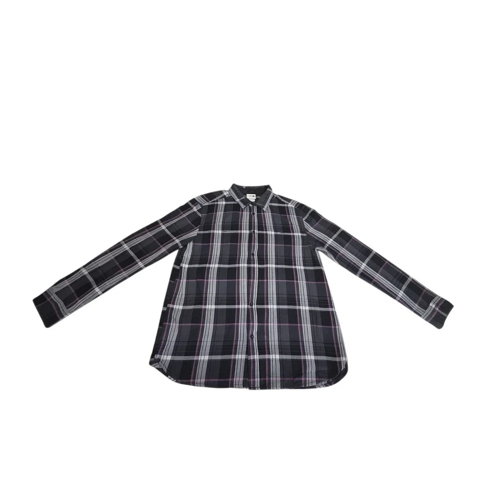 The‎ North Face Mens Large Plaid Flannel Button Down Shirt Grey Purple